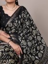 Ynf7214 Slub Silk Floral Printed With Zari Border Saree